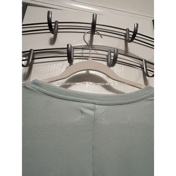 Colsie Glitter Romper Short Pajama Long Sleeve Mint Green Women’s L Metallic EUC - Picture 4 of 16